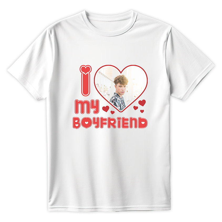 T-shirt I LOVE MY BOYFRIEND z twoim zdjęciem