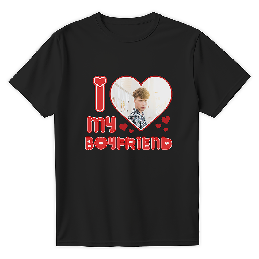 T-shirt I LOVE MY BOYFRIEND z twoim zdjęciem