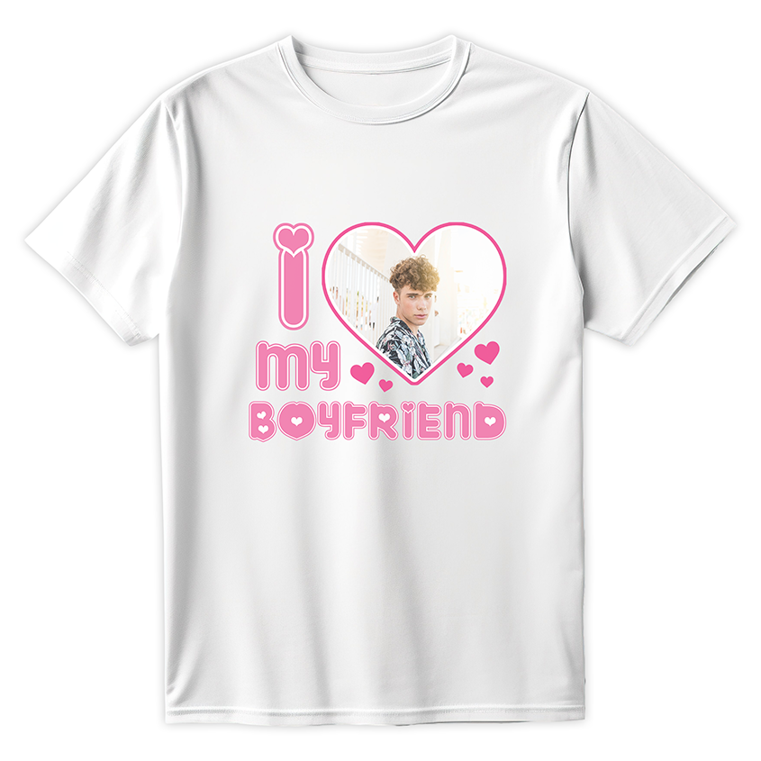 T-shirt I LOVE MY BOYFRIEND z twoim zdjęciem
