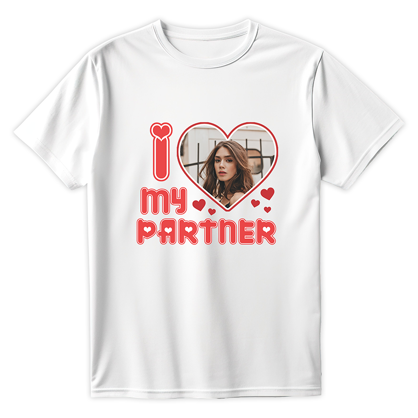 T-shirt I LOVE MY PARTNER z twoim zdjęciem