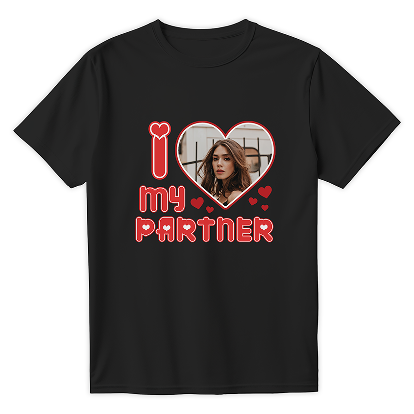 T-shirt I LOVE MY PARTNER z twoim zdjęciem