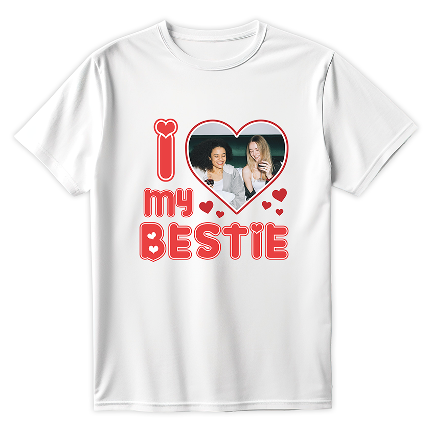 T-shirt I LOVE MY BESTIE z twoim zdjęciem
