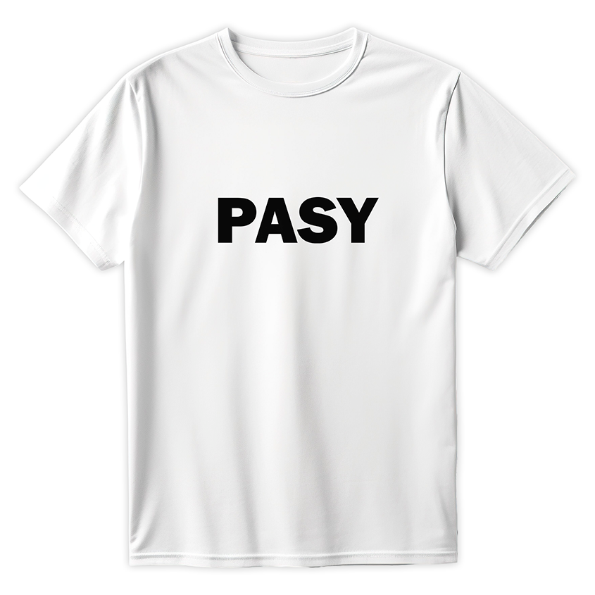Biała koszulka z czarnym napisem PASY