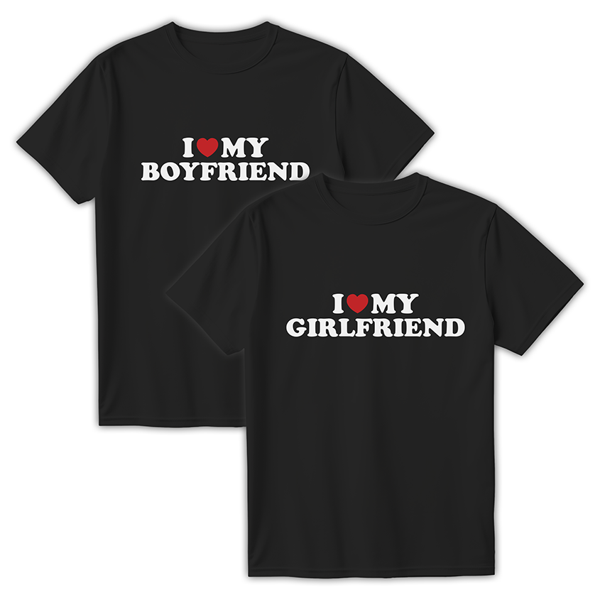 Zestaw koszulek I Love My Girlfriend, I Love My Boyfriend CZARNY