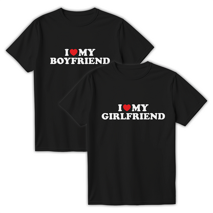 Zestaw koszulek I Love My Girlfriend, I Love My Boyfriend CZARNY