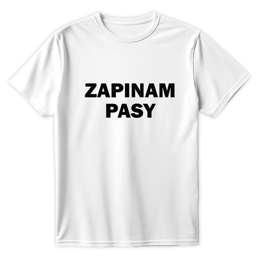 Biała koszulka z czarnym napisem ZAPINAM PASY