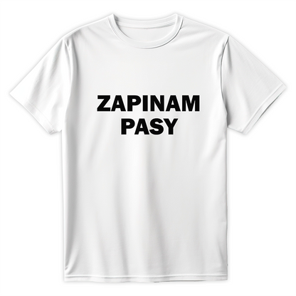 Biała koszulka z czarnym napisem ZAPINAM PASY